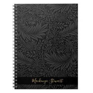 Carnet Motif floral noir personnalisé