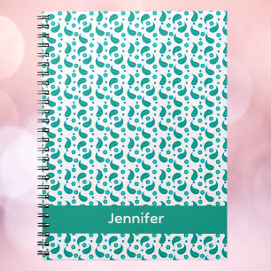 Carnet Motif floral paisley bleu sarcelle Personnaliser