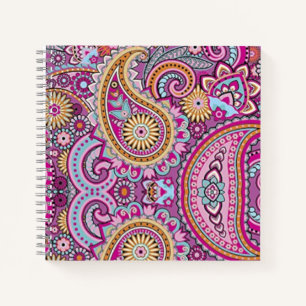 Carnet Motif floral paisley boho vibrant Art coloré