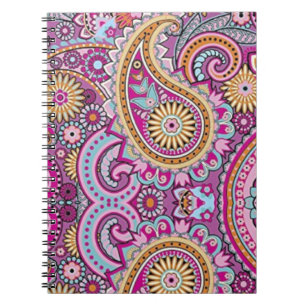 Carnet Motif floral paisley boho vibrant Art coloré