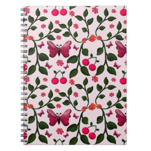 Carnet Motif floral papillon cerise sans couture