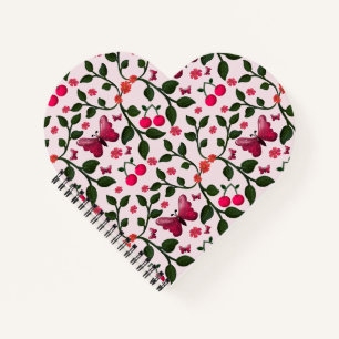 Carnet Motif floral papillon cerise sans couture