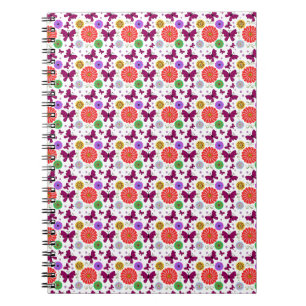 Carnet Motif floral papillon rétro Art folklorique coloré