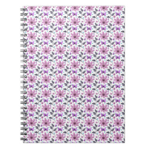 Carnet Motif floral papillon violet Cottagecore mignon