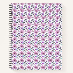 Carnet Motif floral Papillon Violet Cottagecore Mignon