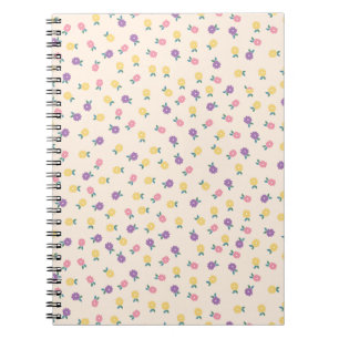 Carnet Motif floral pastel – Jaune, rose et violet mignon