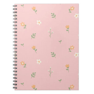 Carnet Motif floral pastel mignon sur fond rose
