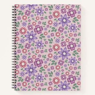 Carnet motif floral pastel rose poudré romantique