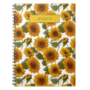 Carnet Motif floral personnalisé de tournesol en fleurs
