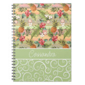Carnet Motif floral personnalisé fruit tropical ananas (Devant)