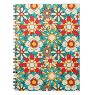 Carnet Motif Floral Rétro Sans Fil. Décor vintage