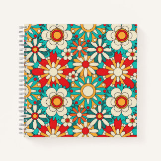 Carnet Motif Floral Rétro Sans Fil. Décor vintage