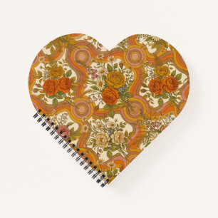 Carnet Motif floral rétro vintage des années 70 Botaniq