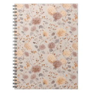 Carnet Motif floral rose beige neutre doux