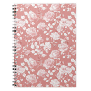 Carnet Motif floral rose blanc rose bébé féminin