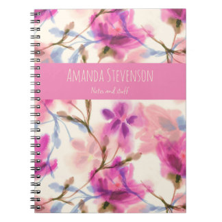 Carnet Motif floral rose d'aquarelle