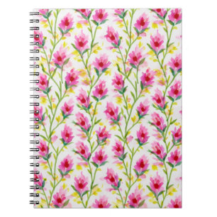 Carnet Motif floral rose doux