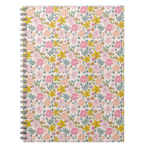 Carnet Motif floral rose et jaune mignon