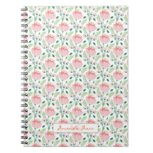Carnet Motif floral rose et orange