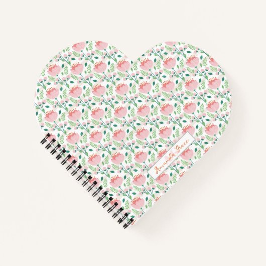 Carnet Motif floral rose et orange (Devant)