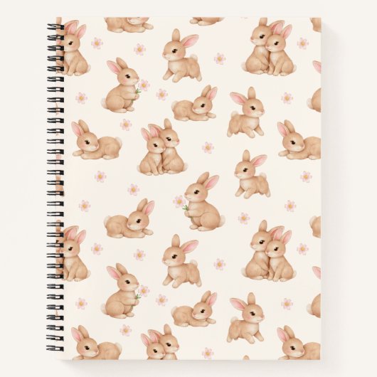 Carnet Motif floral rose Lapin Douce (Devant)