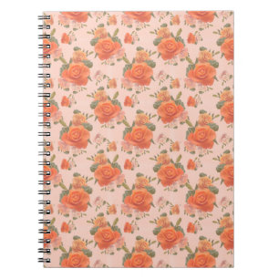 Carnet motif floral rose orange rose mariage printemps