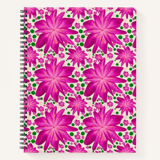 Carnet Motif floral rose vif sans couture (Devant)