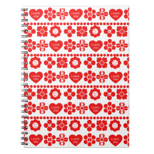 Carnet Motif floral rouge et cœur pour la Saint-Valentin