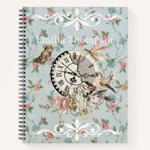 Carnet Motif floral rustique vintage magnifique monogramm