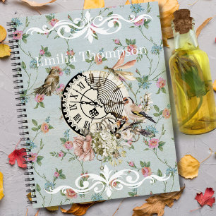Carnet Motif floral rustique vintage magnifique monogramm
