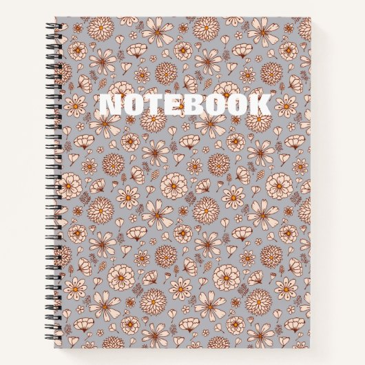 Carnet Motif floral sans couture Gris (Devant)