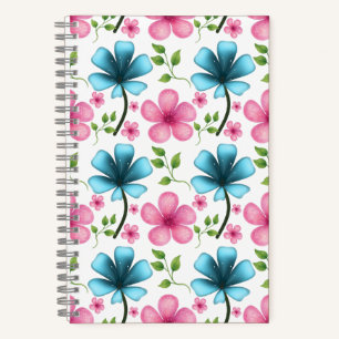 Carnet Motif floral sans couture rose et bleu