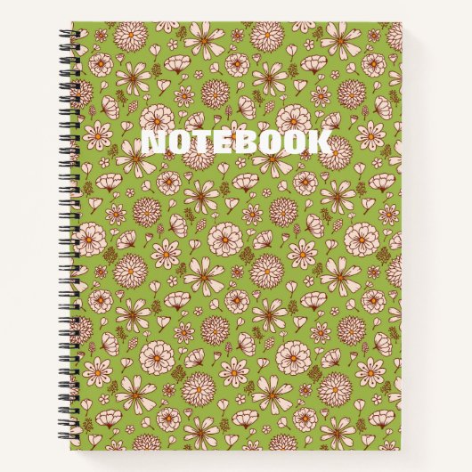 Carnet Motif floral sans couture Vert (Devant)