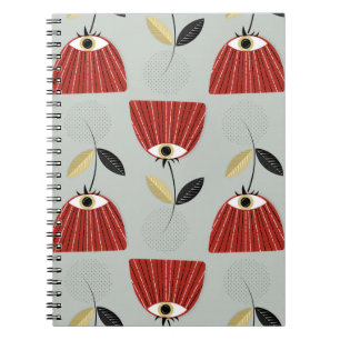 Carnet Motif floral sans soudure avec fleurs rouges fanta