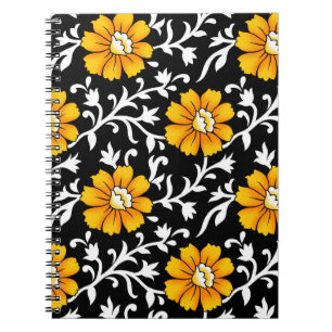 Carnet Motif floral sans soudure avec fond noir, b