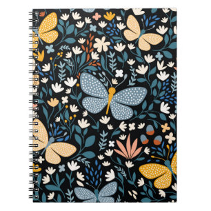 Carnet Motif floral sans soudure avec papillons, dessiner