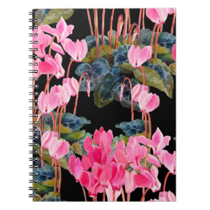 Carnet Motif floral sans soudure. Cyclamen rose isolé sur