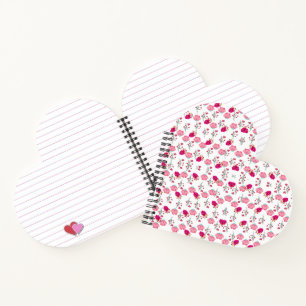 Carnet Motif floral symétrique rose rouge et blush