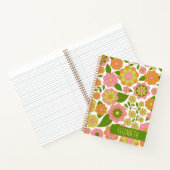 Carnet Motif floral tendance rétro avec bloc de nom (Intérieur)