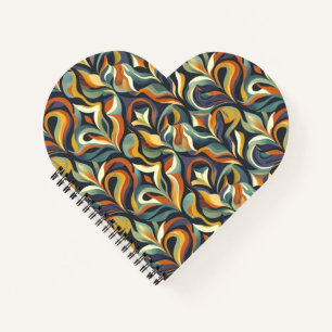 Carnet Motif floral tourbillonnant rétro groovy bleu mari