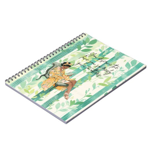 Carnet Motif Floral vert Fille noire Lecture de l'écrivai (Côté gauche)