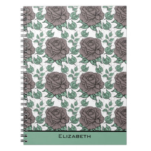Carnet motif floral vert grande fleur personnalisée