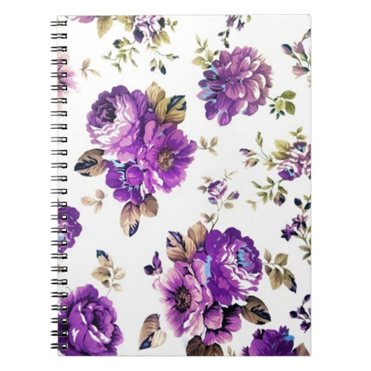 Carnet Motif floral violet (Devant)