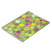 Carnet Motif Flower Power Vert Clair (Côté gauche)