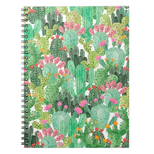 Carnet Motif fluide cactus aquarelle (Devant)