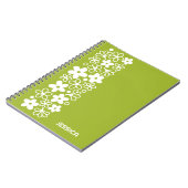 Carnet Motif fou de marguerite en vert printemps avec nom (Côté gauche)
