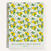 Carnet Motif Fruit Citron d'été Recette personnalisée (Devant)
