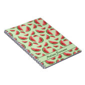 Carnet Motif Fruit De Pastèque Sur Vert Avec Texte Person (Côté Droit)