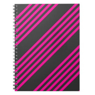 Carnet Motif Fuchsia et charbon de bois cinq bandes