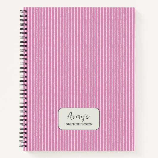 Carnet Motif Fuchsia Pink Stripes personnalisé (Devant)